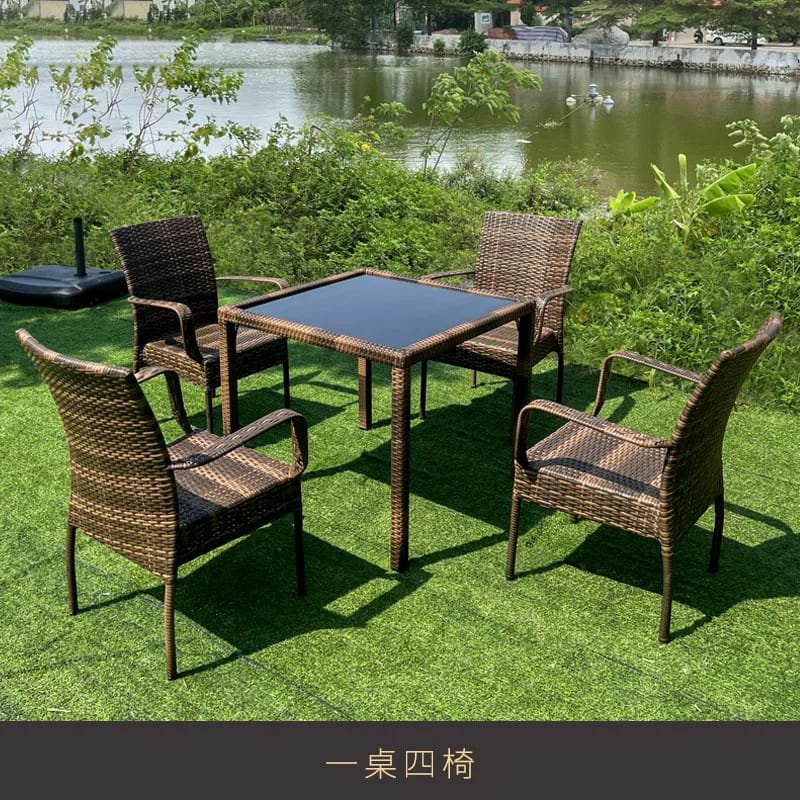 Balcony Set of 4 Chairs with Adjustable Umbrella – Weather-Resistant Outdoor Patio Furniture for Garden, Poolside & Terrace