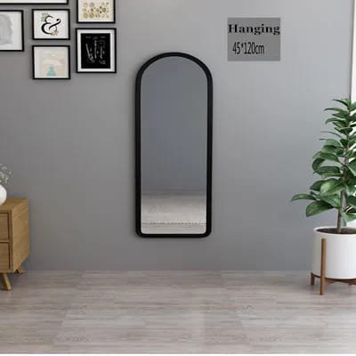 Full-Length Black Dressing Mirror with Wheels – Mobile Standing Mirror for Bedroom, Dressing Room & Retail Use