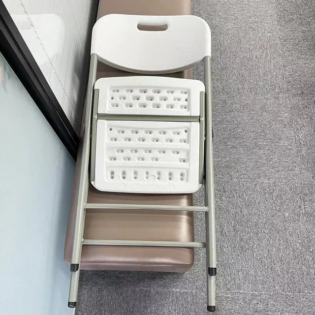 White Plastic Folding Chair with Grey Metal Frame - Portable Event & Party Seating