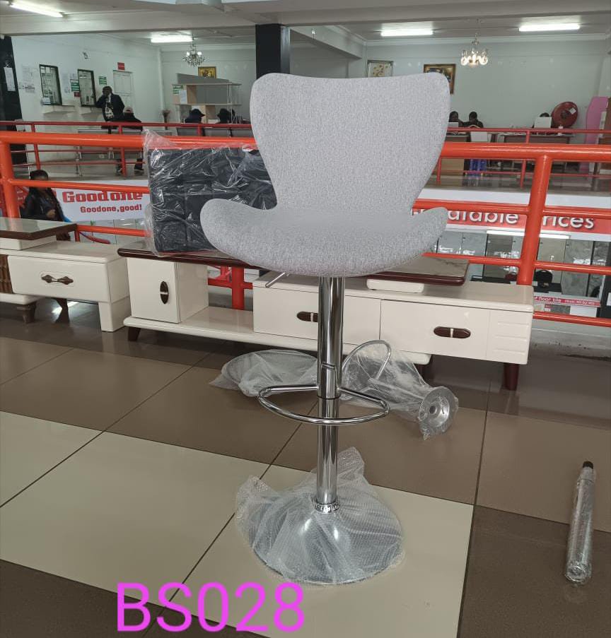 Modern Grey Fabric Bar Stool - Adjustable Height Swivel Counter Stool with Chrome Base