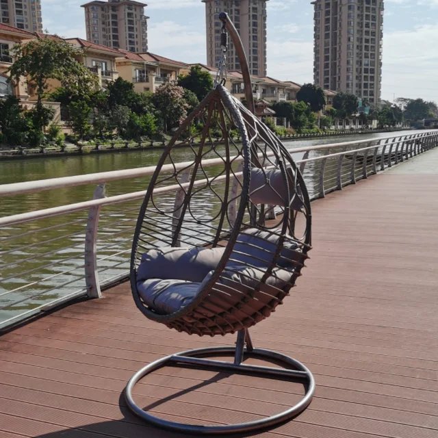 Modern Rattan Hammock Swing Chair – Outdoor Hanging Egg Chair with Cushion – Patio, Garden, or Balcony Relaxation