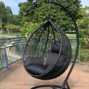 Modern Rattan Hammock Swing Chair – Outdoor Hanging Egg Chair with Cushion – Patio, Garden, or Balcony Relaxation