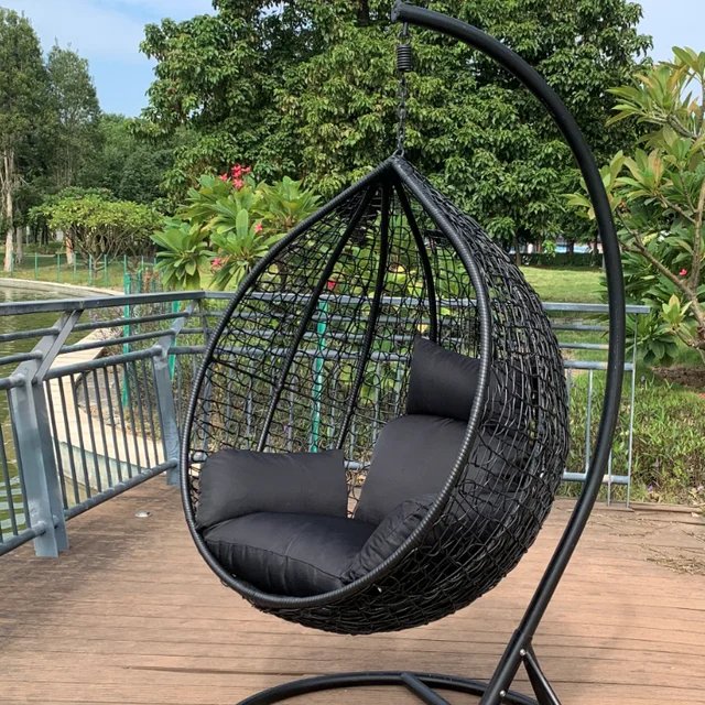 Modern Rattan Hammock Swing Chair – Outdoor Hanging Egg Chair with Cushion – Patio, Garden, or Balcony Relaxation