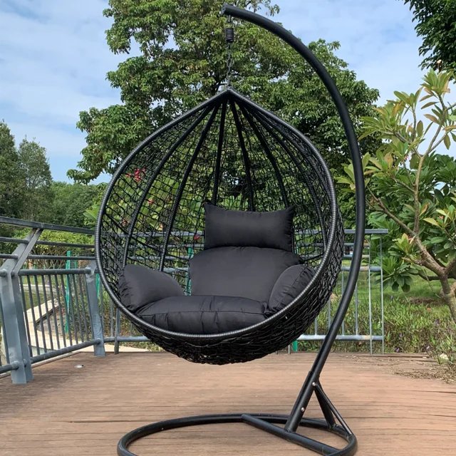 Modern Rattan Hammock Swing Chair – Outdoor Hanging Egg Chair with Cushion – Patio, Garden, or Balcony Relaxation