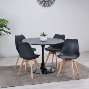 Modern Cocktail Table with 4 Padded Seats – Space-Saving Entertainment Center & Comfortable Seating for Living Room, Lounge, or Game Room