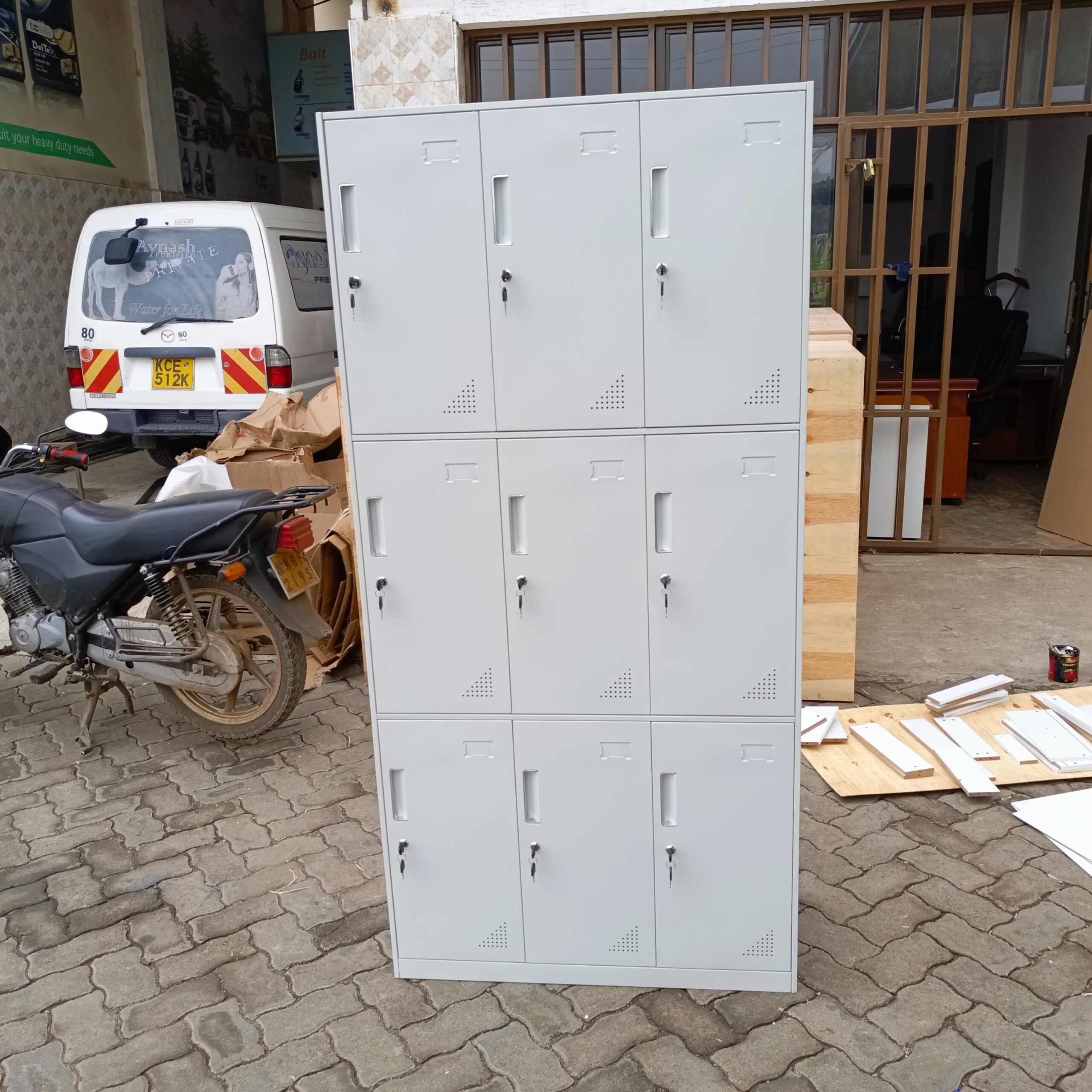 9-Locker Steel Office Cabinet – Heavy-Duty Secure Storage for Files, Documents & Personal Items