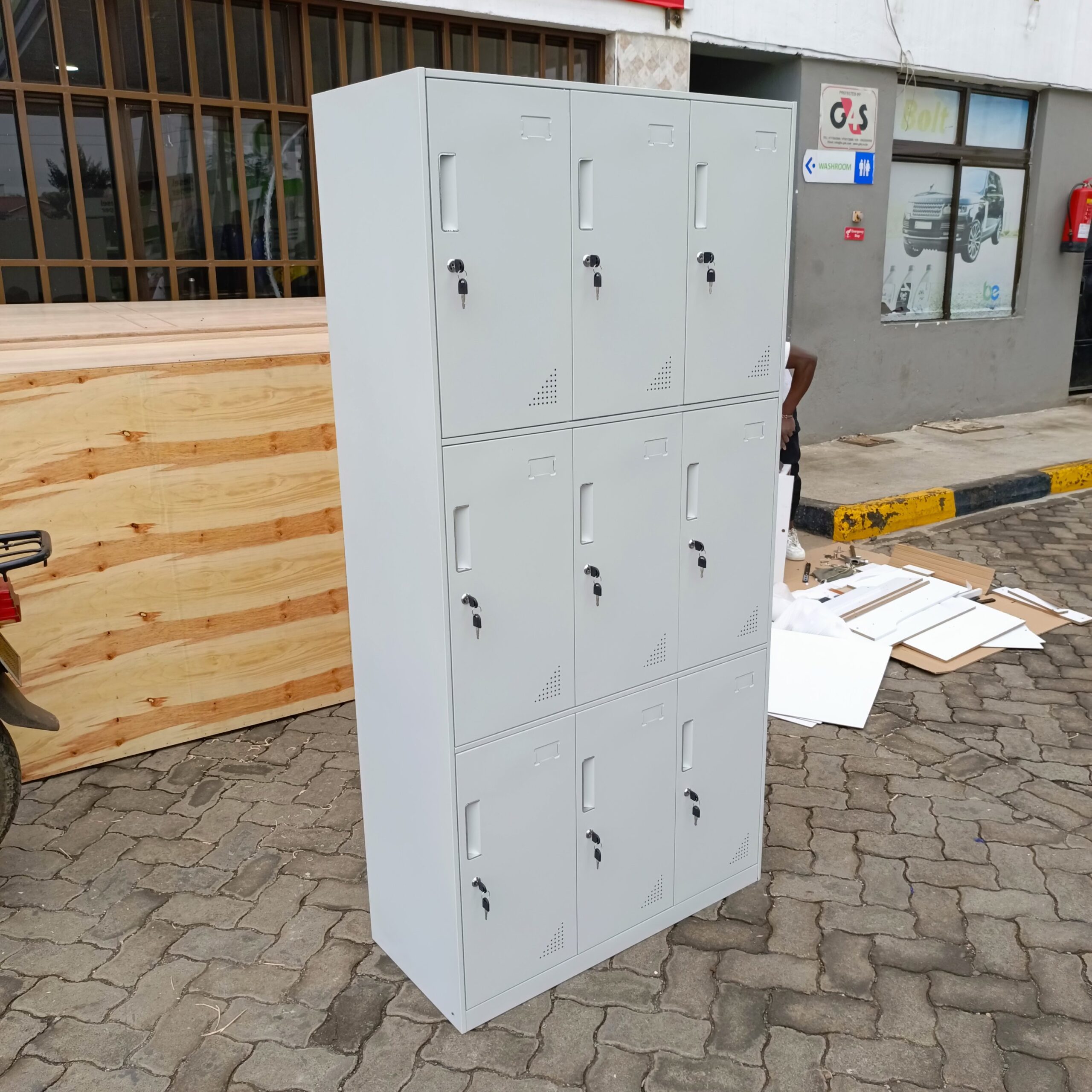 9-Locker Steel Office Cabinet – Heavy-Duty Secure Storage for Files, Documents & Personal Items