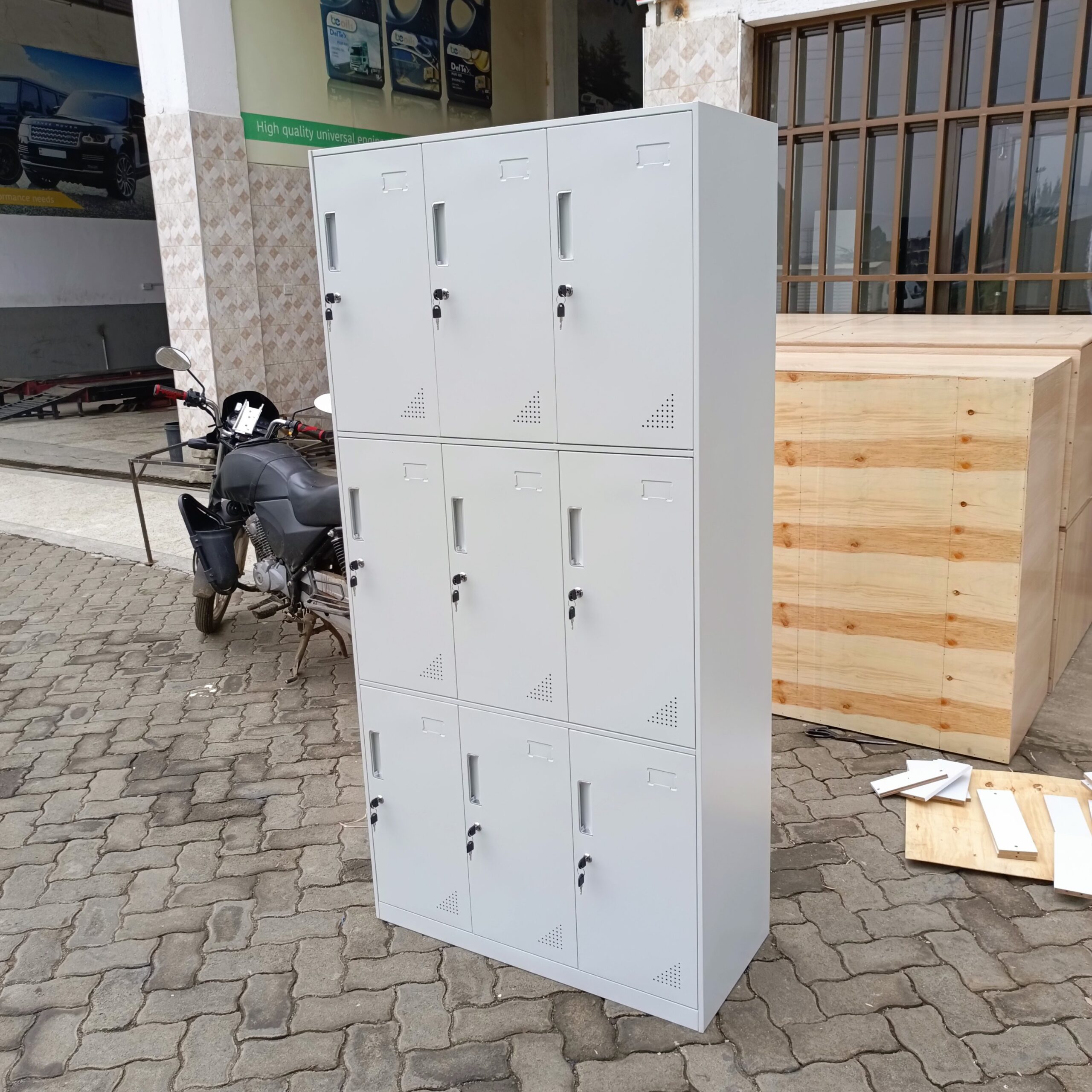 9-Locker Steel Office Cabinet – Heavy-Duty Secure Storage for Files, Documents & Personal Items