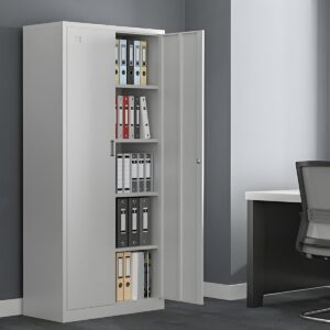 2-Door Metal Storage Cabinet – Lockable, Heavy-Duty Office & Home Organizer