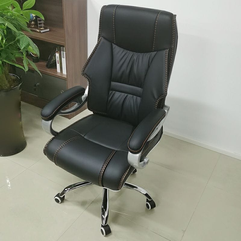 Genuine Leather Executive Office Chair – Premium Ergonomic Desk Chair with Adjustable Height, Tilt & Lumbar Support