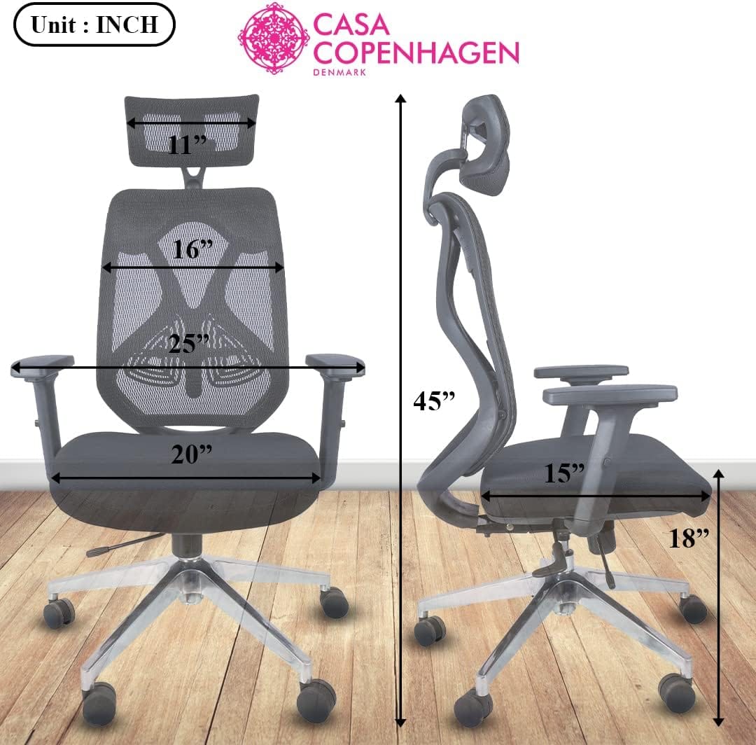 Ergonomic Mesh High-Back Office Chair with Adjustable Headrest & Lumbar Support