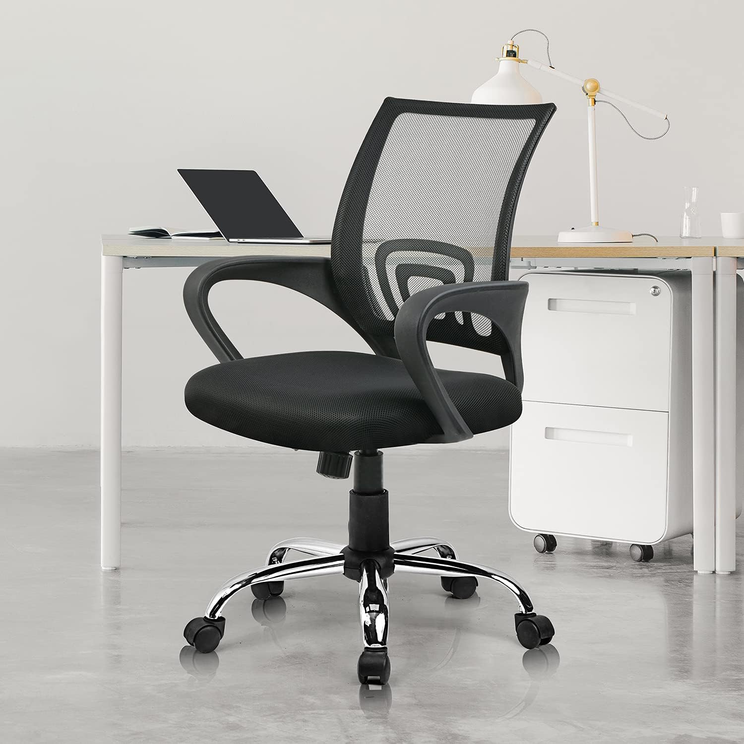 Ergonomic Clerical Mesh Office Chair – Adjustable Height, Breathable Backrest, Lumbar Support, Black