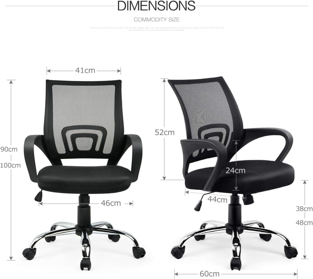Ergonomic Clerical Mesh Office Chair – Adjustable Height, Breathable Backrest, Lumbar Support, Black
