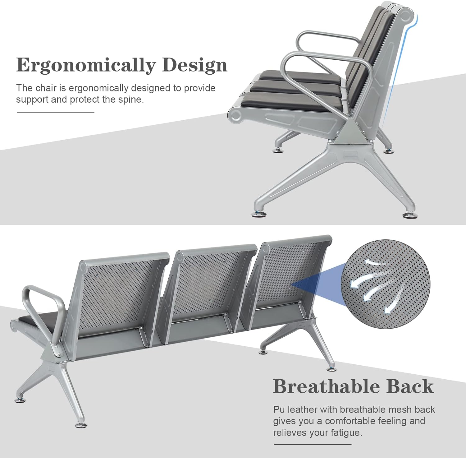 3-Seater Reception Office Bench