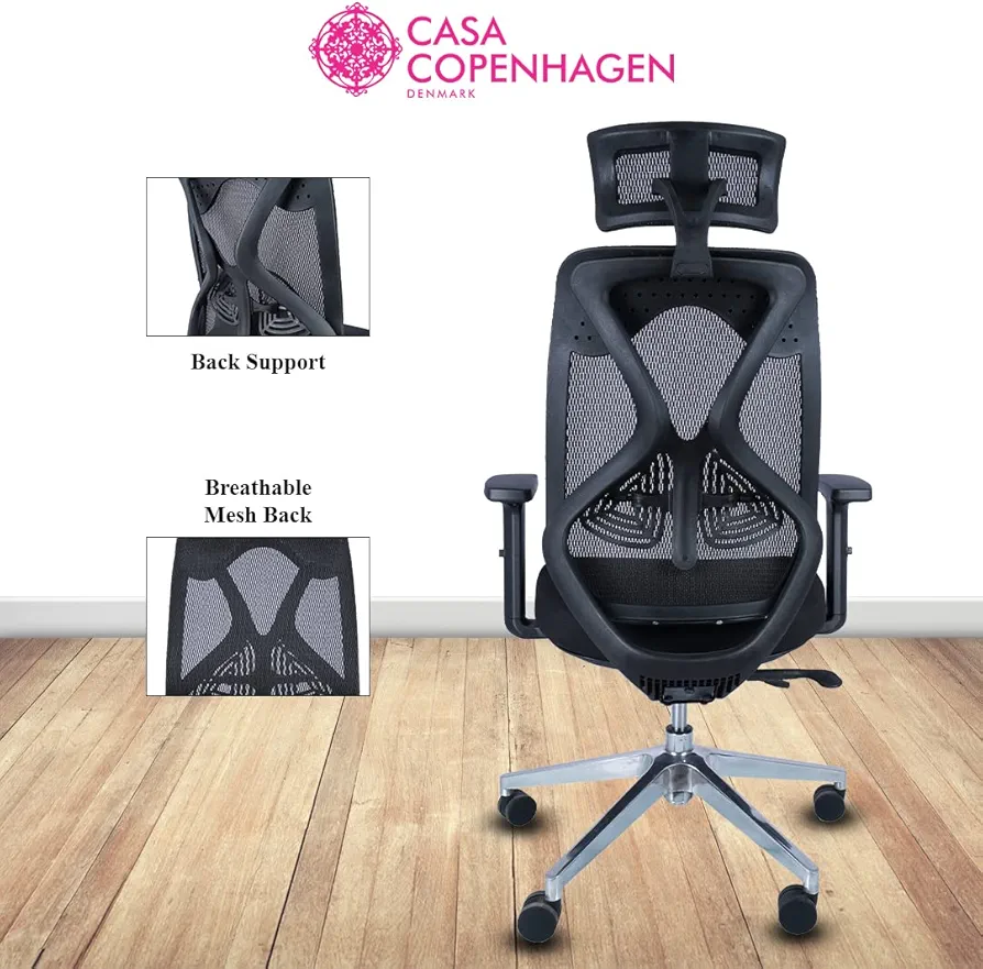 Ergonomic Mesh High-Back Office Chair with Adjustable Headrest & Lumbar Support