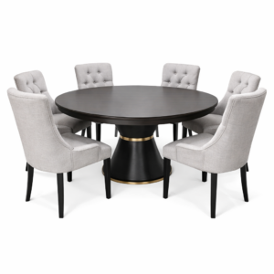 Modern 6-Seater Round Dining Table Set