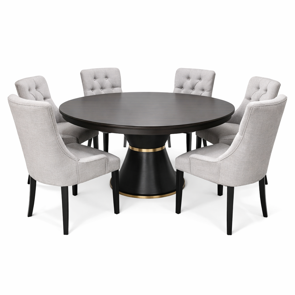 Modern 6-Seater Round Dining Table Set