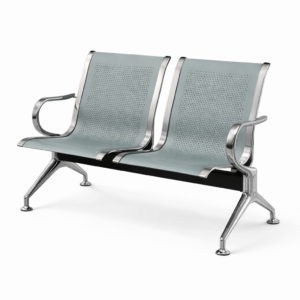 Modern 2-Seater Metal Waiting Room Bench - Perforated Steel Reception Seating