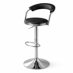 Modern Black Adjustable Swivel Bar Stool with Chrome Base & Low Back