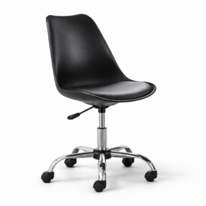 Lumax Home Modern Eames Style Office Chair - Black Padded Adjustable Height Swivel Desk Chair