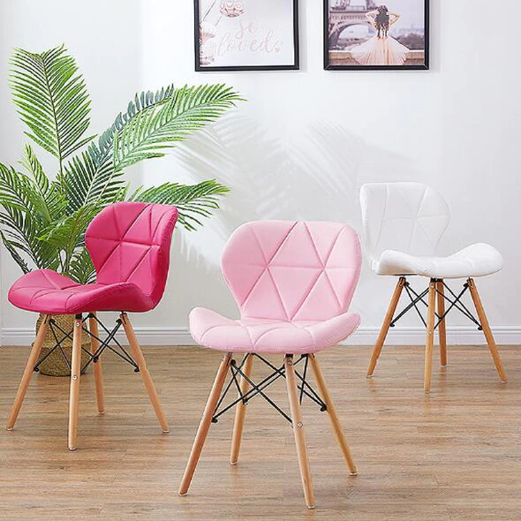 Nordic Dining Chair with Padded Geometric Seat & Back - Scandinavian Style