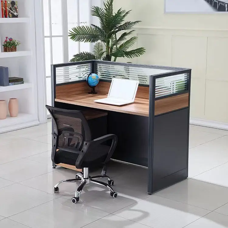 Compact 1-Way Office Workstation with Privacy Panels