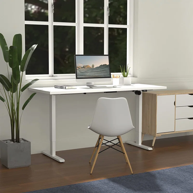 Electric Height Adjustable Standing Desk – Ergonomic Sit-Stand Office Workstation – White 140cm x 70cm