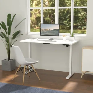 Electric Height Adjustable Standing Desk – Ergonomic Sit-Stand Office Workstation – White 140cm x 70cm