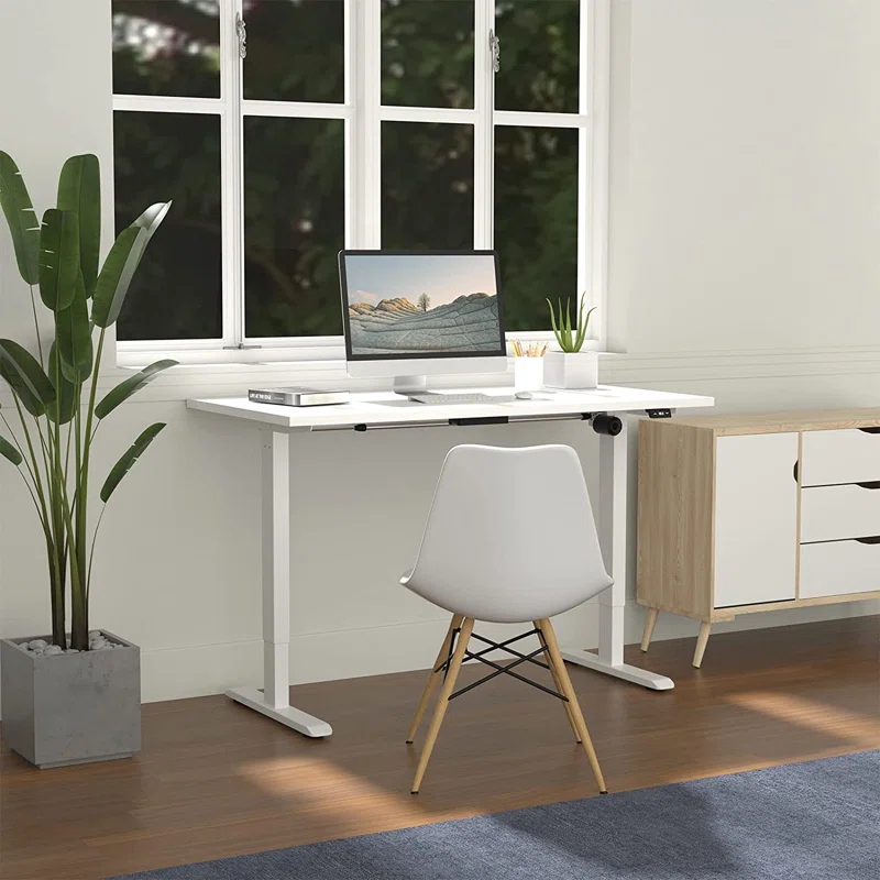 Electric Height Adjustable Standing Desk – Ergonomic Sit-Stand Office Workstation – White 140cm x 70cm