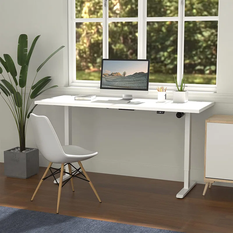 Electric Height Adjustable Standing Desk – Ergonomic Sit-Stand Office Workstation – White 140cm x 70cm