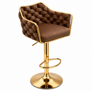Luxury Velvet Adjustable Bar Stool with Gold Base