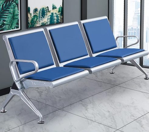 Blue 3 Link Waiting Bench