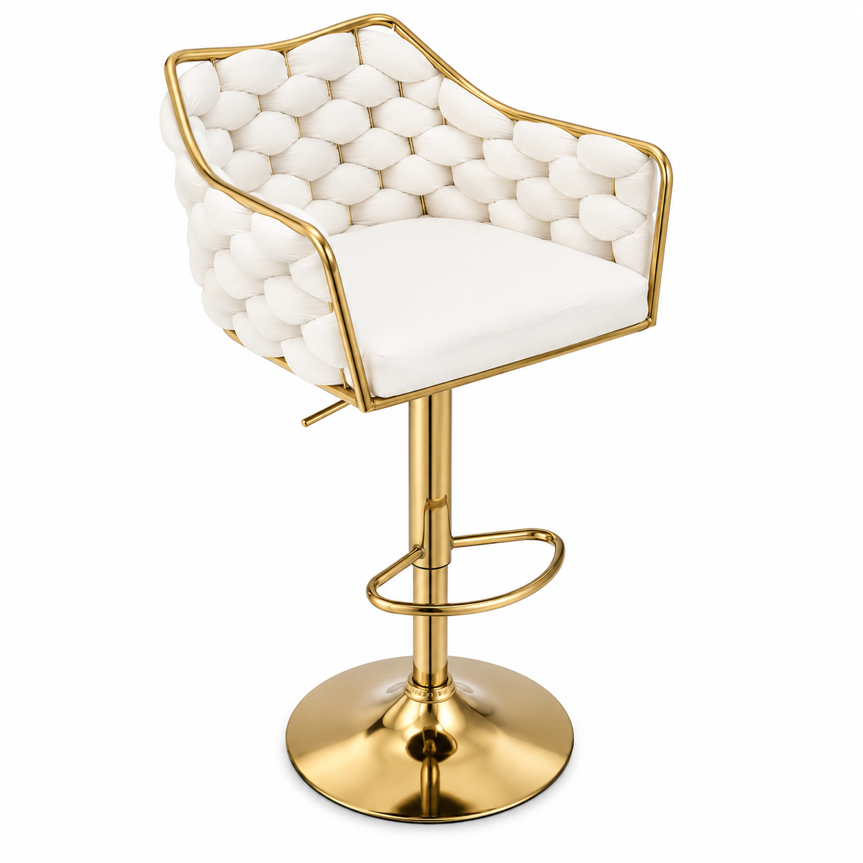 Luxury Velvet Adjustable Bar Stool with Gold Base