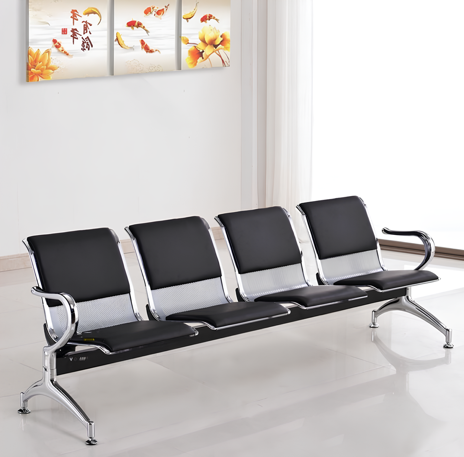 4-Way Padded Office Waiting Bench