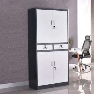 2-Door Metallic Office Storage Cabinet with Lock – Durable Steel Filing Cabinet for Secure File and Supply Organization