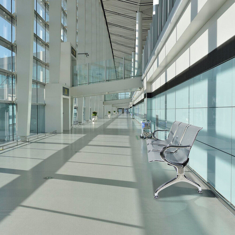 3-Link Non-Padded Waiting Bench – Heavy-Duty Steel Public Seating – 1.8m Commercial Bench for Hospitals, Offices & Transit Areas