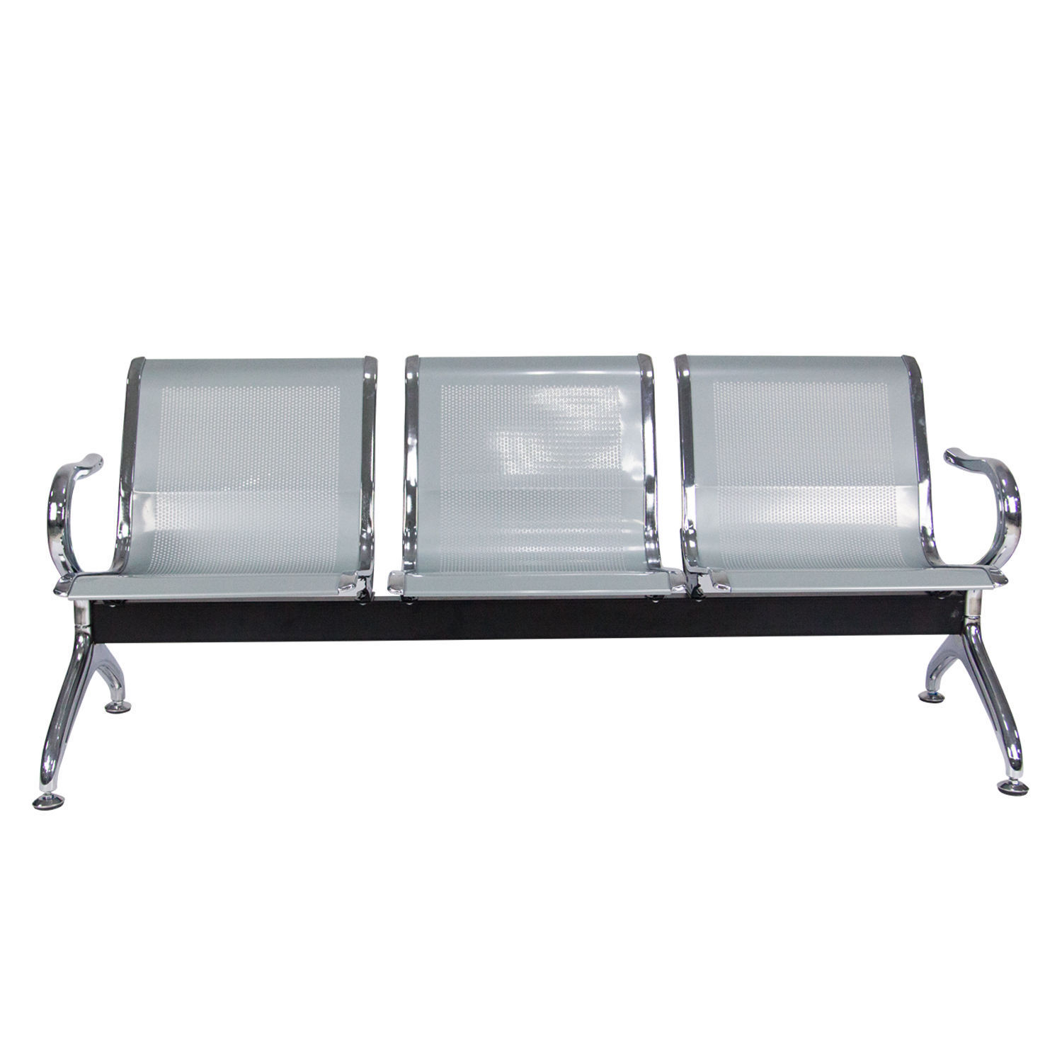 3-Link Non-Padded Waiting Bench – Heavy-Duty Steel Public Seating – 1.8m Commercial Bench for Hospitals, Offices & Transit Areas