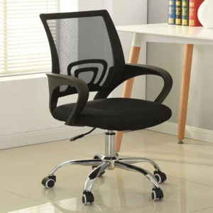 Ergonomic Clerical Mesh Office Chair – Adjustable Height, Breathable Backrest, Lumbar Support, Black