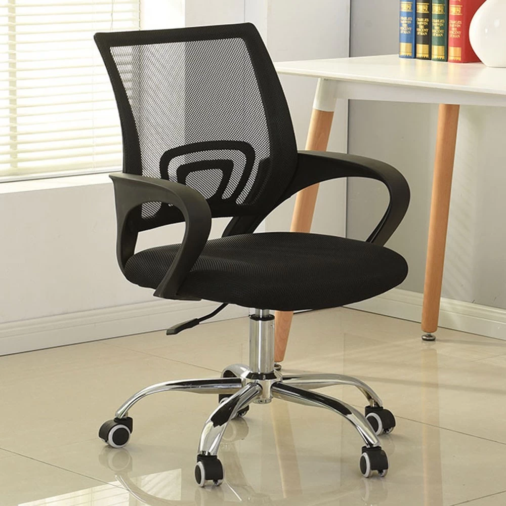 Ergonomic Clerical Mesh Office Chair – Adjustable Height, Breathable Backrest, Lumbar Support, Black