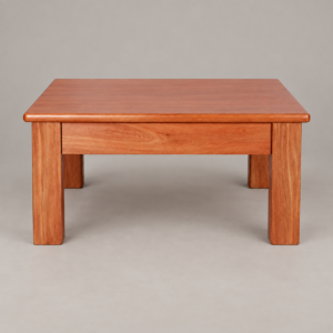 Medium wooden office coffee table with four block legs