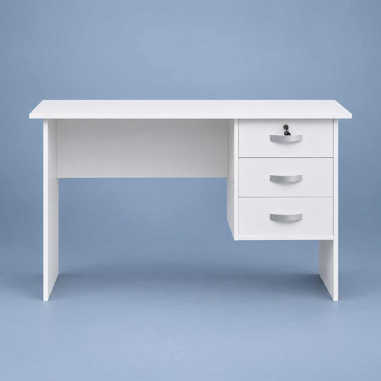200mm White Home Office Study Desk with 3 Drawers & Locking Top Drawer – Compact Computer Writing Table